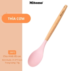 Bộ Dụng Cụ Nấu Ăn Silicone Cán Gỗ Tự Nhiên 12 Món Mitomo - An Toàn, Chịu Nhiệt Cao