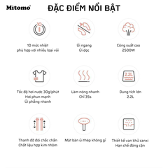 Bàn là hơi nước đứng cao cấp Mitomo GC-899 Max Màu Bạc