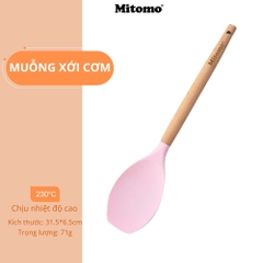 Bộ Dụng Cụ Nấu Ăn Silicone Cán Gỗ Tự Nhiên 12 Món Mitomo - An Toàn, Chịu Nhiệt Cao