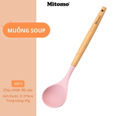 Bộ Dụng Cụ Nấu Ăn Silicone Cán Gỗ Tự Nhiên 12 Món Mitomo - An Toàn, Chịu Nhiệt Cao