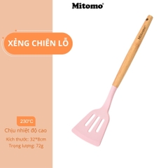 Bộ Dụng Cụ Nấu Ăn Silicone Cán Gỗ Tự Nhiên 12 Món Mitomo - An Toàn, Chịu Nhiệt Cao