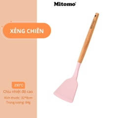 Bộ Dụng Cụ Nấu Ăn Silicone Cán Gỗ Tự Nhiên 12 Món Mitomo - An Toàn, Chịu Nhiệt Cao