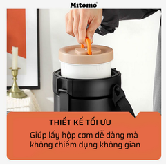 Hộp cơm văn phòng giữ nhiệt 4 ngăn Mitomo LCH-7086 Màu Đen