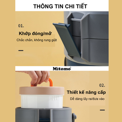 Hộp cơm văn phòng giữ nhiệt 4 ngăn Mitomo LCH-7086 Màu Đen