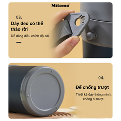 Hộp cơm văn phòng giữ nhiệt 4 ngăn Mitomo LCH-7086 Màu Đen
