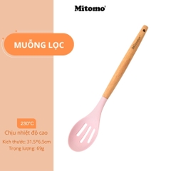 Bộ Dụng Cụ Nấu Ăn Silicone Cán Gỗ Tự Nhiên 12 Món Mitomo - An Toàn, Chịu Nhiệt Cao