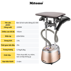Bàn ủi hơi nước đứng Mitomo GC-559 Màu Hồng Nhạt