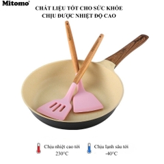 Bộ Dụng Cụ Nấu Ăn Silicone Cán Gỗ Tự Nhiên 12 Món Mitomo - An Toàn, Chịu Nhiệt Cao