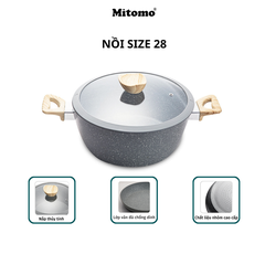 Bộ nồi chảo chống dính vân đá 6 món cao cấp Mitomo Queen Time