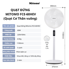 Quạt cây nút cơ Mitomo FCE-60HEV cao cấp