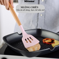 Bộ Dụng Cụ Nấu Ăn Silicone Cán Gỗ Tự Nhiên 12 Món Mitomo - An Toàn, Chịu Nhiệt Cao