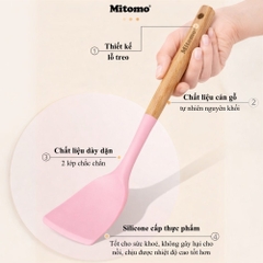 Bộ Dụng Cụ Nấu Ăn Silicone Cán Gỗ Tự Nhiên 12 Món Mitomo - An Toàn, Chịu Nhiệt Cao