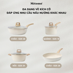 Bộ nồi chảo vân đá 4 món chống dính cao cấp Mitomo Granite