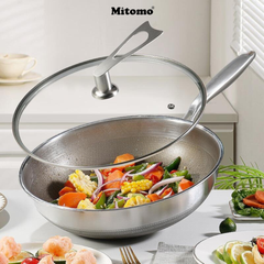 Chảo inox chống dính tổ ong cao cấp Mitomo PermaDur Grid MTC316