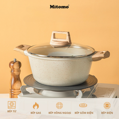 Bộ nồi chảo vân đá 4 món chống dính cao cấp Mitomo Granite
