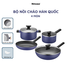 Bộ nồi chảo chống dính vân đá cao cấp Mitomo Cooker King phong cách Hàn Quốc