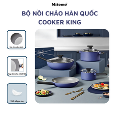 Bộ nồi chảo chống dính vân đá cao cấp Mitomo Cooker King phong cách Hàn Quốc