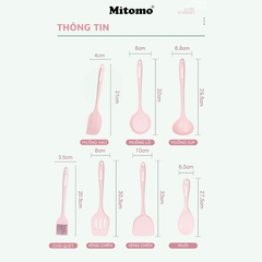 Bộ dụng cụ nấu ăn 7 món bằng silicone chịu nhiệt cao Mitomo
