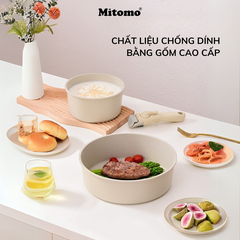 Bộ nồi chảo đá gốm chống dính cán rời 3 món Mitomo