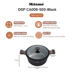 Bộ nồi đá gốm cao cấp Mitomo DSP CA009-S03-Black