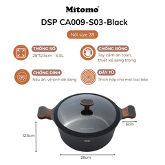 Bộ nồi đá gốm cao cấp Mitomo DSP CA009-S03-Black