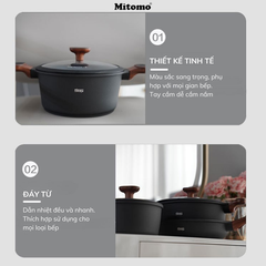 Bộ nồi chảo đá gốm cao cấp Mitomo DSP CA009-S02-Black