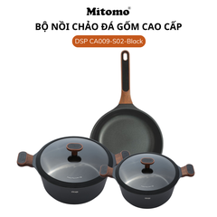 Bộ nồi chảo đá gốm cao cấp Mitomo DSP CA009-S02-Black