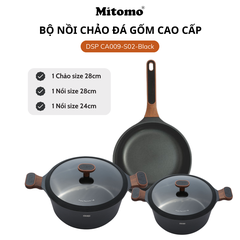 Bộ nồi chảo đá gốm cao cấp Mitomo DSP CA009-S02-Black
