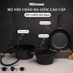 Bộ nồi chảo đá gốm cao cấp Mitomo DSP CA009-S02-Black