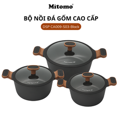 Bộ nồi đá gốm cao cấp Mitomo DSP CA009-S03-Black