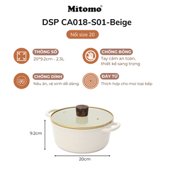 Bộ nồi đá gốm cao cấp Mitomo DSP CA018-S01-Beige