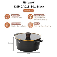Bộ nồi đá gốm cao cấp Mitomo DSP CA018-S01-Black