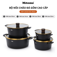 Bộ nồi đá gốm cao cấp Mitomo DSP CA018-S01-Black
