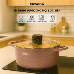 Bộ nồi chảo đá gốm cao cấp Mitomo DSP CA018-S02-Pink