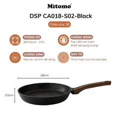 Bộ nồi chảo đá gốm cao cấp Mitomo DSP CA018-S02-Black