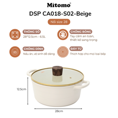 Bộ nồi chảo đá gốm cao cấp Mitomo DSP CA018-S02-Beige