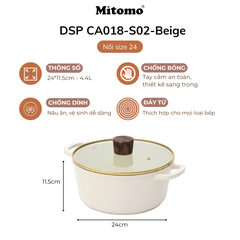 Bộ nồi chảo đá gốm cao cấp Mitomo DSP CA018-S02-Beige