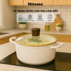Bộ nồi chảo đá gốm cao cấp Mitomo DSP CA018-S02-Beige