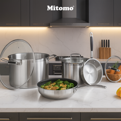 Bộ nồi chảo inox cao cấp Mitomo DSP CS002U-S02U