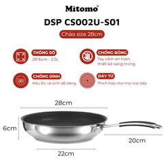 Bộ nồi chảo inox cao cấp Mitomo DSP CS002U-S02U
