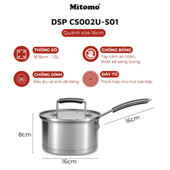 Bộ nồi chảo inox cao cấp Mitomo DSP CS002U-S02U