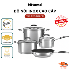 Bộ nồi chảo inox cao cấp Mitomo DSP CS002U-S02U