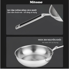 Chảo Inox Cao Cấp Mitomo DSP CS002-C24 - Inox 304 Nguyên Khối - Chống Dính Tự Nhiên
