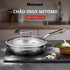 Chảo Inox Cao Cấp Mitomo DSP CS002-C24 - Inox 304 Nguyên Khối - Chống Dính Tự Nhiên