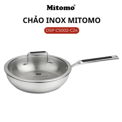 Chảo Inox Cao Cấp Mitomo DSP CS002-C24 - Inox 304 Nguyên Khối - Chống Dính Tự Nhiên