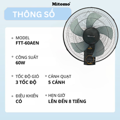 Quạt treo tường điều khiển từ xa Mitomo FTT-60AEN 