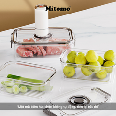 Bộ 4 Hộp Bảo Quản Thực Phẩm Hút Chân Không Thông Minh Mitomo – Giữ Tươi Lâu Gấp 3 Lần