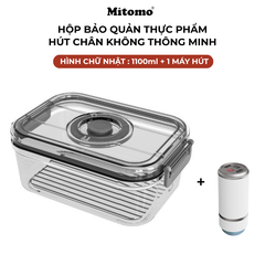 Bộ 4 Hộp Bảo Quản Thực Phẩm Hút Chân Không Thông Minh Mitomo – Giữ Tươi Lâu Gấp 3 Lần