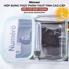 Bộ 3 Hộp Thuỷ Tinh Hình Chữ Nhật Nắp Trong Suốt Đựng Phực Phẩm Cao Cấp Mitomo