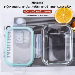 Bộ 3 Hộp Thuỷ Tinh Hình Chữ Nhật Nắp Trong Suốt Đựng Phực Phẩm Cao Cấp Mitomo